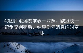 49图库港澳赛前表一对照，欧冠夜一记争议判罚后，结果伤停消息临时变卦
